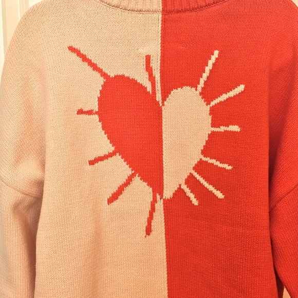 Kerri Rosenthal Heart Color Block V neck Sweater - Picture 4 of 8